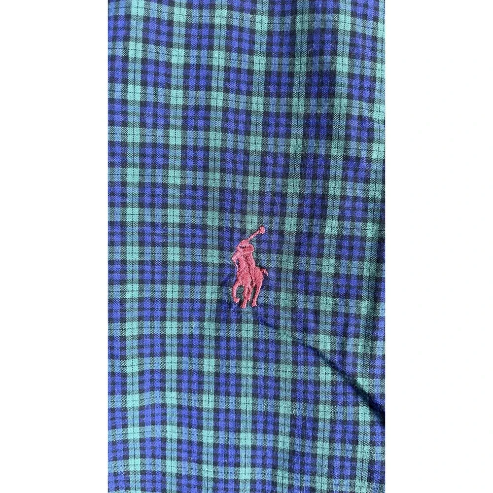 Ralph Lauren Shirt Boys Large 14-16 Green Button‎ Down Long Sleeve Pony Logo